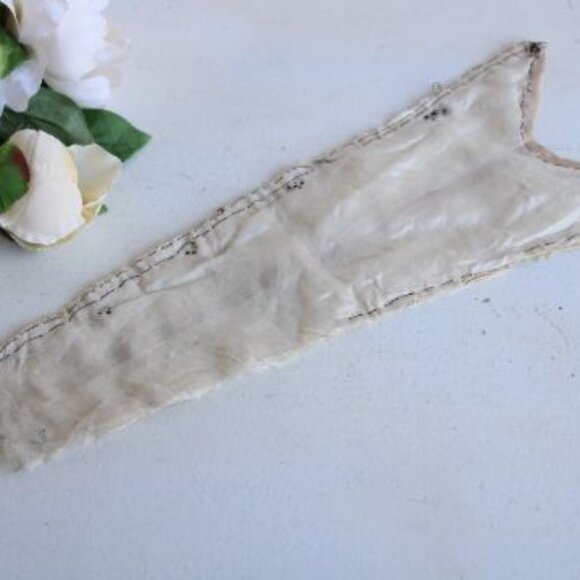 Antique 1900s Blouse Front, 1910s 1920s Ivory Silk Lace Appliques Approx 14" - Picture 10 of 11